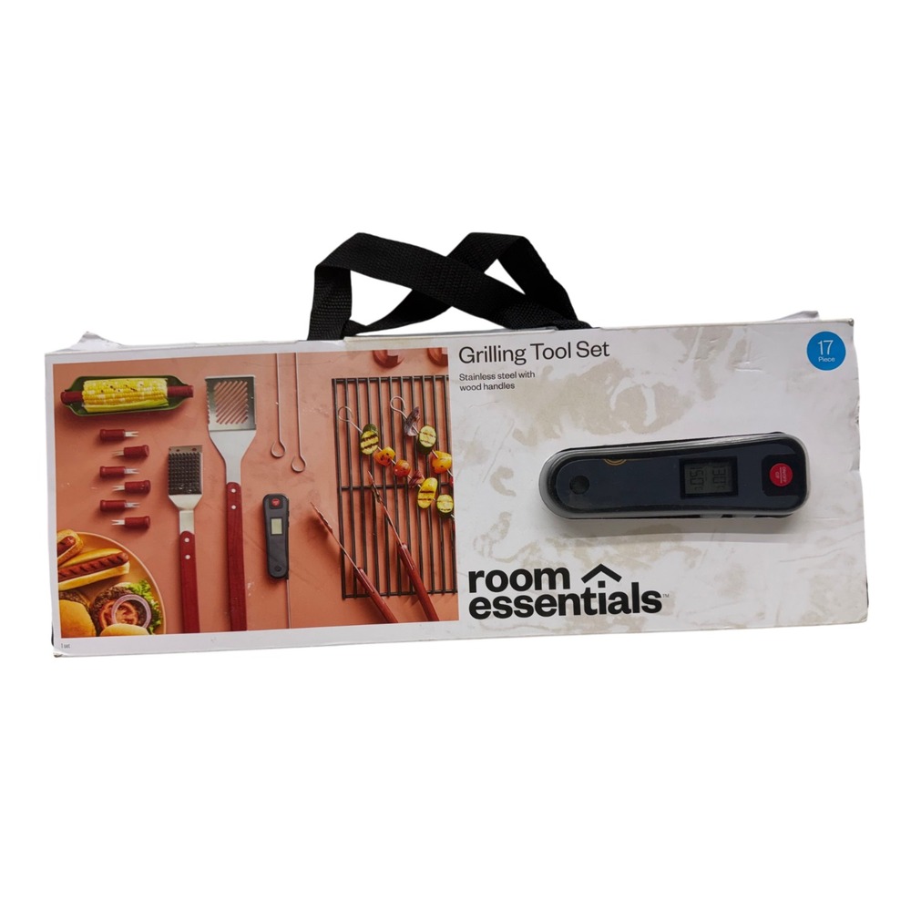 Room Essentials Stainless‎ 17 Pc Grilling Tool Set W Pop Out Digital Thermometer